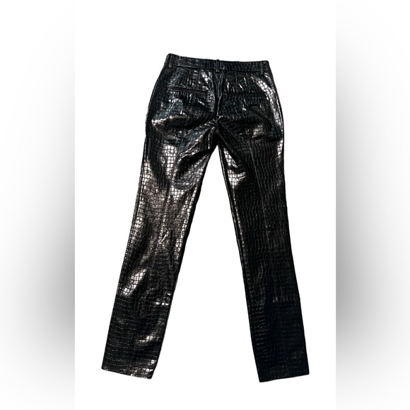 ZARA Faux Leather Crocodile Print Black Slim Straight Leg Pant w/Pockets - Picture 6 of 11